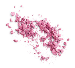 Crushed pink blush isolated on white background