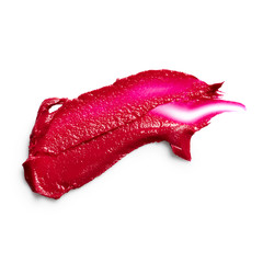 Smudged lipstick isolated on white background