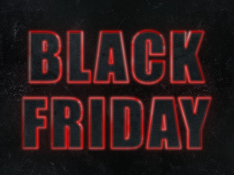 Black friday metallic text with red lights