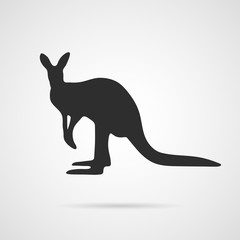 Vector Gray Silhouette of Kangaroo