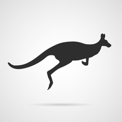Obraz na płótnie Canvas Vector Gray Silhouette of Jumping Kangaroo