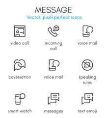 Message theme, line icon set.