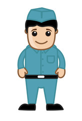 Happy Cartoon Taxi Driver Character