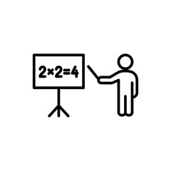 mathematics teacher near the blackboard line black icon