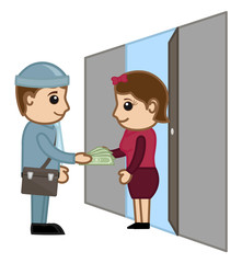 Postman Giving Money to a Woman