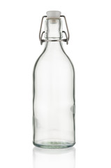 Vintage bottle close up on white background