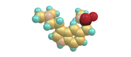 Sumatriptan molecular structure isolated on white