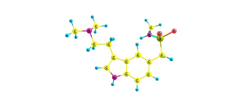 Sumatriptan molecular structure isolated on white