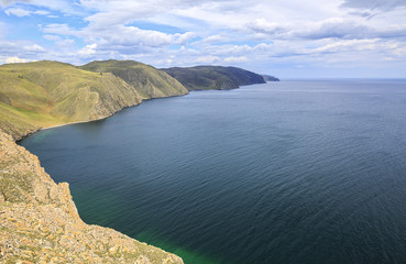 Fototapeta na wymiar Top view on the shore of lake Baikal