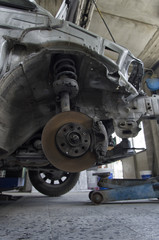 Brakes and shock absorbers of a car