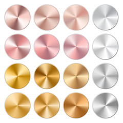 Abstract icons with metallic golden tapered gradient with shadow on white background
