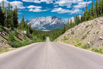 Foto op Canvas A stunning highway through the Canadian Rockies in Jasper National Park, Canada. © lucky-photo