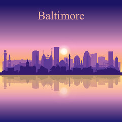 Baltimore silhouette on sunset background - 168600508