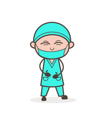 Cartoon Dentist Laughing Expression Vector Illustration