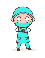 Fototapeta premium Cartoon Physiatrist Angry Expression Vector Illustration