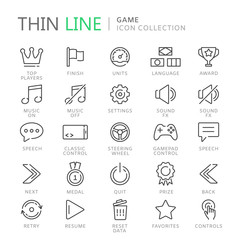 Collection of game thin line icons