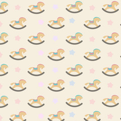 Colorful seamless pattern with rocking horses