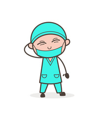 Naughty Surgeon Laughing Expression Vector Illustration