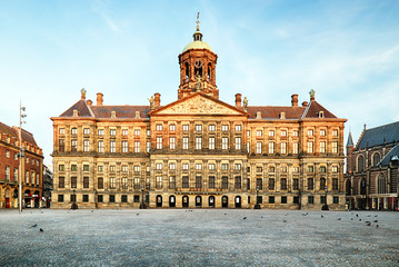 Obraz premium Pałac Królewski w Amsterdamie, Holandia