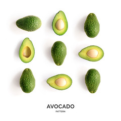 Creative layout made of avocado. Flat lay. Food concept. Avocado on white background.	