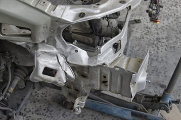 Incidented car in the auto mechanic