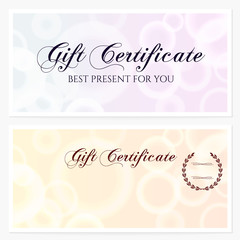 Gift certificate, Voucher, Coupon, Invitation or Gift card template with shiny texture