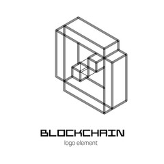 Isometric graphic element for blockchain technology.