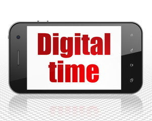 Timeline concept: Smartphone with Digital Time on display