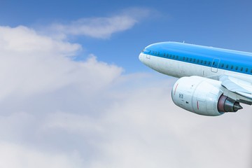 Airliner in sky. Mixed media