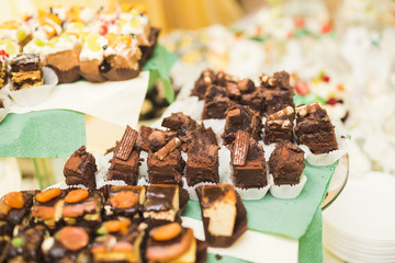 Delicious wedding reception candy bar dessert table