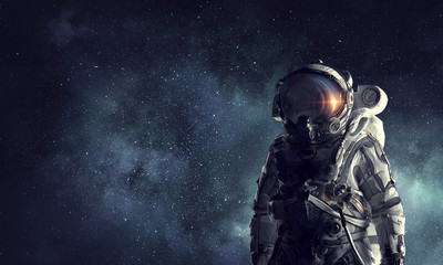 Adventure of spaceman. Mixed media - obrazy, fototapety, plakaty