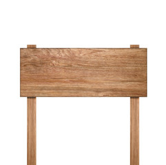 wooden sign on white background with clipping path