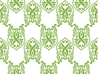 Green ecology damascus seamless pattern background, illustration. Spring color 2017, wallpaper design, vintage decoration
