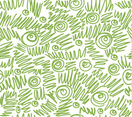 Greenery abstract doodles seamless pattern background illustration. Spring color 2017, hipster wrapping paper design