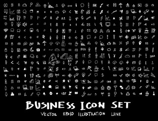 Business, marketing, finance hand draw sketch vector doodle icons set on blackboard eps10