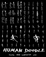 Set of doodle people vector illustration on blackboard eps10