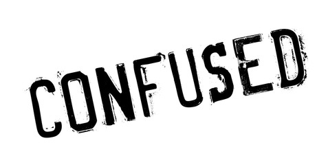 Confused rubber stamp. Grunge design with dust scratches. Effects can be easily removed for a clean, crisp look. Color is easily changed.