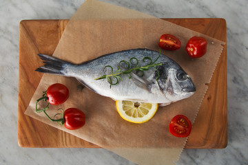 Fish on table top view