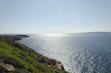 Fototapeta na wymiar The beautiful Sardinian coastline in summertime