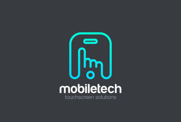 Finger press touchscreen Mobile phone Logo vector.  App icon