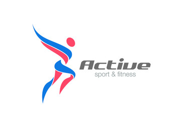 Sport Fitness Winner Champion Man Logo vector. Workout icon