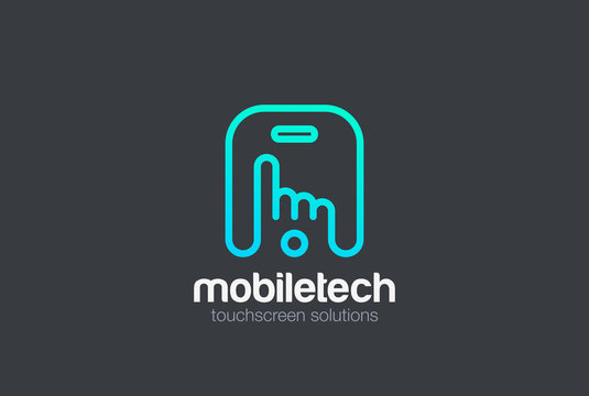 Finger Press Touchscreen Mobile Phone Logo Vector.  App Icon