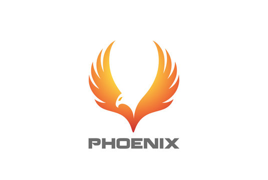 Phoenix rising Wings Logo vector. Luxury Falcon Eagle Hawk bird