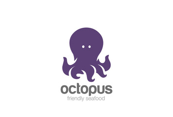 Friendly funny Octopus Logo design vector template