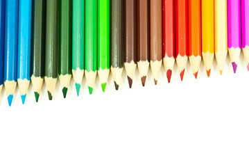Colorful pencil isolated on the white background.