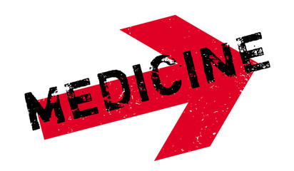 Medicine rubber stamp. Grunge design with dust scratches. Effects can be easily removed for a clean, crisp look. Color is easily changed.
