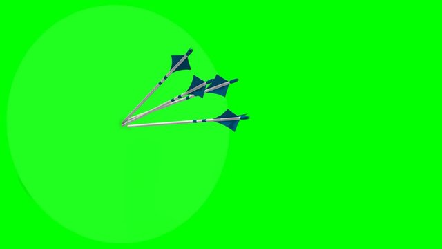 bow arrows fly on the target - bow arrows hit the target - green screen 