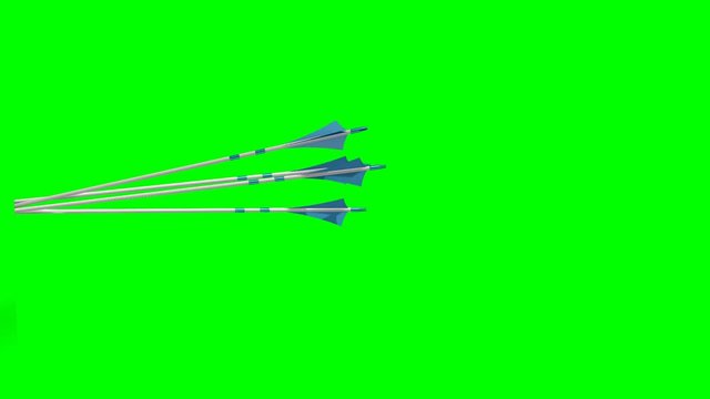 bow arrows fly on the target - bow arrows hit the target - green screen 