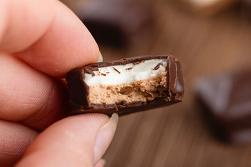Chocolate candy bird's milk with souffle