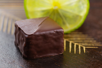 Homemade souffle candy in chocolate